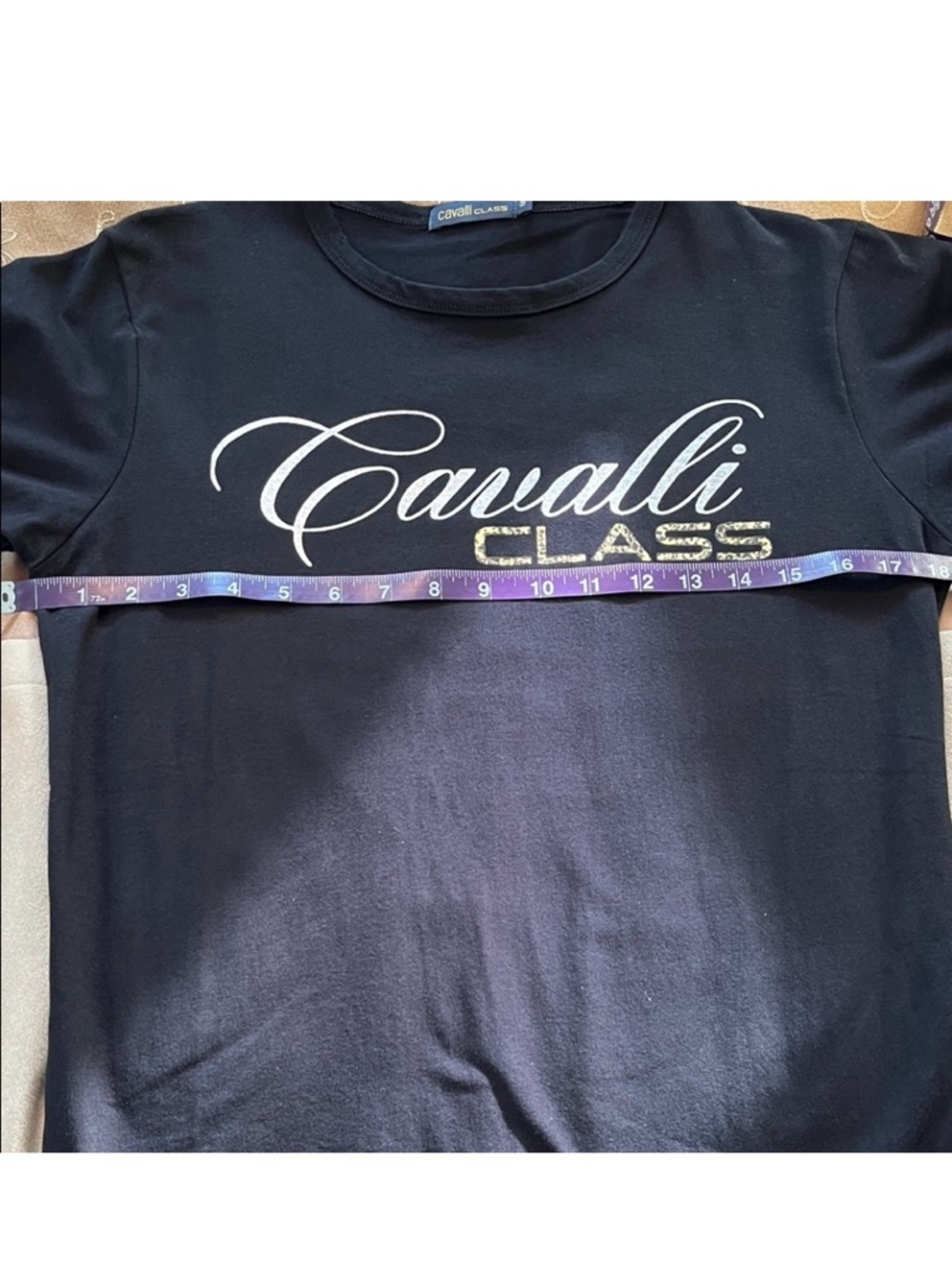 Roberto Cavalli Logo Black T-Shirt Women's M NWOT Italian Designer Cotton Tee - Picture 11 of 12